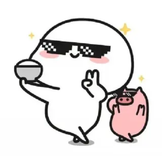 😎 การ์ตูน, หมู, แว่นกันแดด, สัญลักษณ์สันติภาพ, สติกเกอร์ telegram sticker