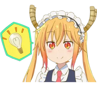 💡 Tohru Miss Kobayashi's Dragon Maid Anime, Drago, Maid, Tohru, Lampadina, Idea telegram sticker