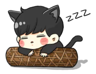 😴 zzz kucing, mengantuk, lucu, kartun, kawaii, anime, telinga, ekor, tidur siang whatsapp sticker