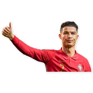 👍 Cristiano Ronaldo football, foot, athlète, pouce levé, joueur, sport, Ronaldo whatsapp sticker