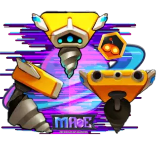 🪐 MAOE robot, macchina, trapano, giallo, tecnologia, glitch telegram sticker