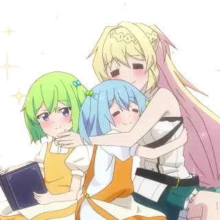 👩‍👧‍👧 Аниме, Мультфильмы, Каваий, Милые, Друзья telegram sticker