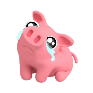 😢 cochon, animal, triste, pleure, rose, dessin animé, mignon telegram sticker