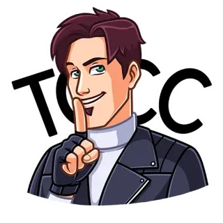 🤫 TCCC dito, silenzio, shh, gesto, uomo, cartone animato telegram sticker