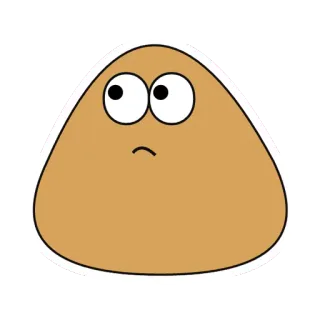 😒 pou, jogo, animal de estimação virtual, triste, castanho telegram sticker