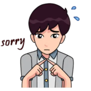 😅 sorry apology, sad, cartoon, regret, embarrassed telegram sticker