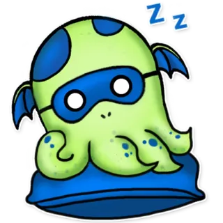 😴 zz polvo, sonolento, fofo, desenho animado, monstro, sono telegram sticker