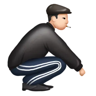 🤘 Agachamento, Fumar, Eslavo, Gopnik, Cigarro, Fato de treino, Leste Europeu telegram sticker