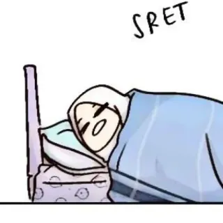 🌺 SRET sonno, letto, dormire, cartone animato, donna, hijab whatsapp sticker