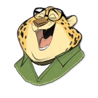 😊 Benjamin Clawhauser Zootopia leopardo, óculos, oficial, polícia, zootopia, disney, desenho animado, personagem telegram sticker