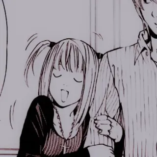 🩺 Misa Amane Death Note Anime, Manga, Death Note, Misa Amane, sorridente, personaggio, collana croce telegram sticker
