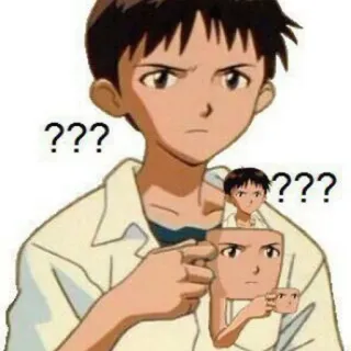😐 Shinji Ikari Neon Genesis Evangelion ??? アニメ, 混乱, 質問, シンジ, エヴァンゲリオン, ミーム, クエスチョンマーク telegram sticker