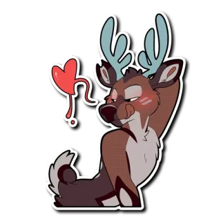 😘 cerf, animal, coeur, mignon, dessin animé, renne telegram sticker
