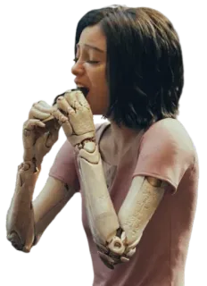 😋 Alita Alita: Battle Angel cyborg, filme, battle angel, comendo, humanoide whatsapp sticker