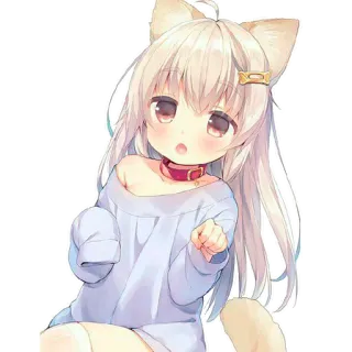 😜 anime girl, cat ears, kemonomimi, kawaii telegram sticker