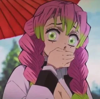 💕 Mitsuri Kanroji Demon Slayer anime, demon slayer, mitsuri kanroji, kawaii, cute, pink hair, surprised telegram sticker