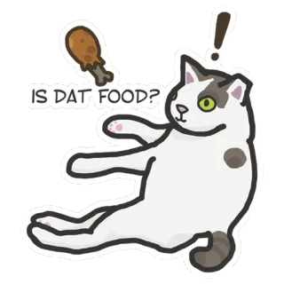 🍗 IS DAT FOOD? gato, comida, muslo de pollo, pegatina, animal, pregunta telegram sticker