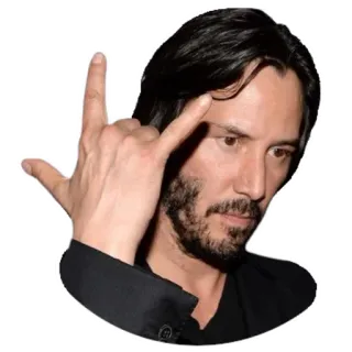 🤟 Keanu Reeves Diễn viên, Người nổi tiếng, Keanu Reeves, Cử chỉ tay, Rock on, Dấu hiệu rock telegram sticker