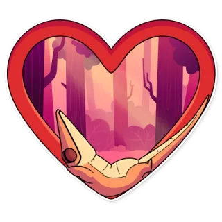 ❤ hart, bos, cartoon, illustratie, sticker, natuur, romantisch telegram sticker