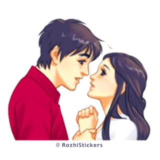 😍 para, romans, miłość, uczucie, kreskówka, związek telegram sticker