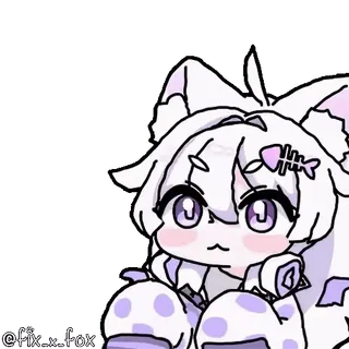 🤯 @fix-x-fox Katze, süß, Fisch, weiß, Tier, Cartoon whatsapp sticker