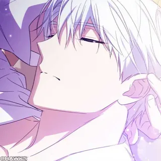 🤍 @HAWKS Anime, Manga, Cheveux blancs, Mâle, Somnolent, Illustration telegram sticker