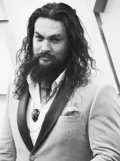 🍻 Jason Momoa актер, знаменитость, мужчина, портрет, черно-белое, борода telegram sticker