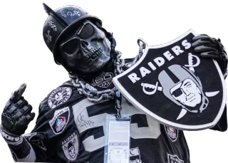 🎭 Football americano, Scheletro, Sport, Raiders, Gesto offensivo, Dito medio, Casco, Squadra telegram sticker