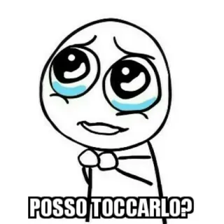 👈 POSSO TOCCARLO? Meme, Italiano, Implorare, Triste, Cartone animato, Espressione telegram sticker