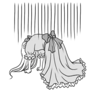 😬 dress, bow, long hair, illustration telegram sticker