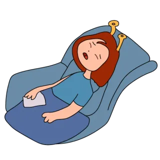 🛏 dessin animé, endormi, fatigué, personne, relaxant whatsapp sticker