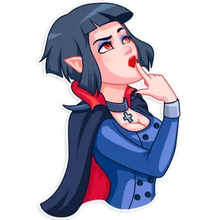 🤔 vampiro, donna, gotico, mantello, elfo, bellezza, fantasy, cartone animato telegram sticker