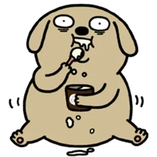 🍔 anjing, kartun, makan, es krim whatsapp sticker