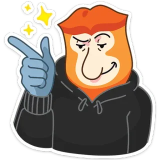 😉 ลิง, สัตว์, การ์ตูน, ตลก, เสื้อมีฮู้ด telegram sticker