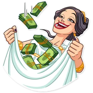 🤑 dinheiro, riqueza, rico, desenho animado, sucesso, mulher, dinheiro, ganância telegram sticker