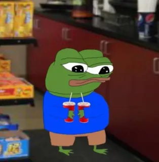 🥤 Pepe the Frog Meme, Żaba, Pepe, Mem internetowy, Smutny, Kreskówka telegram sticker
