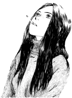 😶 женщина, курение, сигарета, свитер, портрет, иллюстрация telegram sticker