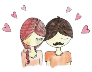 💑 amore, coppia, cuori, cartoni animati, romantico, carino telegram sticker