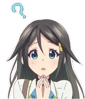 ❓ anime, ragazza, domanda, confusa, pensare telegram sticker