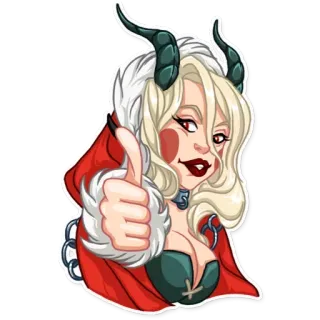 👍 demone, pin-up, corna, diavolo, ragazza whatsapp sticker