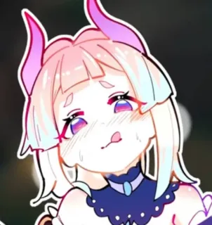 🥵 애니메이션, 카와이, 귀여운, 악마, 뿔, 분홍색, 여자 whatsapp sticker