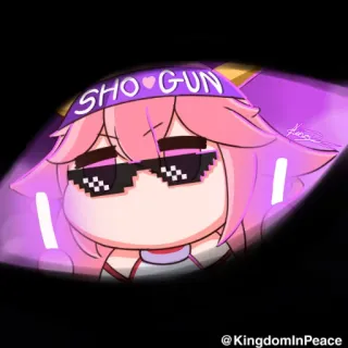 🧬 SHO GUN Anime, Personaggio, Capelli rosa, Occhiali da sole, Kawaii, Arte digitale, Adesivo telegram sticker