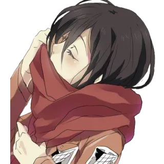 😌 Mikasa Ackerman Attack on Titan Anime, Meisje, Sjaal, Attack on Titan, Mikasa, Manga telegram sticker