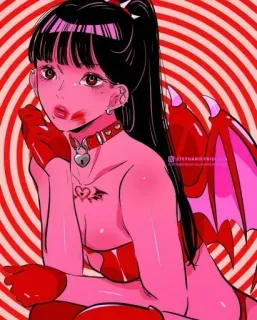 🍭 anime, devil, cartoon, female, pin-up telegram sticker