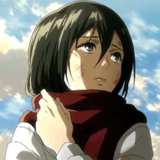 🧣 Mikasa Ackerman Attack on Titan Anime, L'Attaque des Titans, Mikasa, Personnage, Triste, Sang telegram sticker