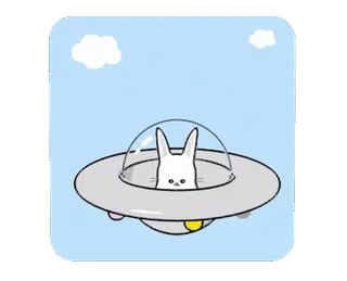 🛸 ウサギ, 宇宙船, エイリアン, バニー, UFO, かわいい telegram sticker