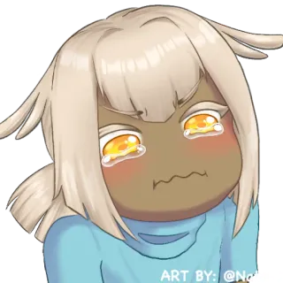 😢 ART BY: @Ngi chibi, llorando, triste, estilo anime, personaje, fanart telegram sticker