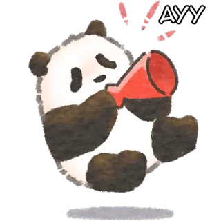 📣 AYY 熊猫, 扩音器, 有趣, 可爱, 动物, 卡通 telegram sticker