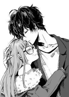 ❤️ hug, love, couple, romance, anime, manga telegram sticker