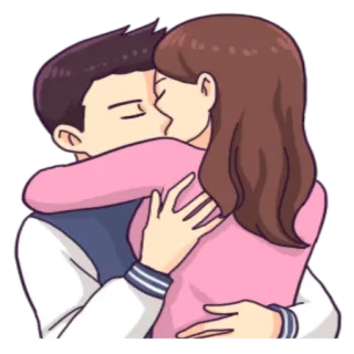 😘 kiss, love, couple, cartoon, romance telegram sticker